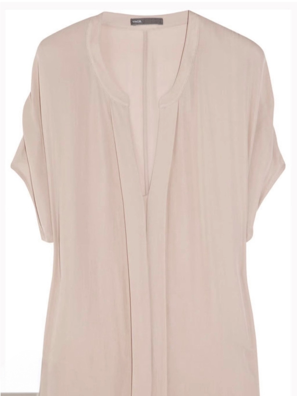 Vince 100% Silk Blush Taupe Blouse Dolman Sleeve Split Neck Top M